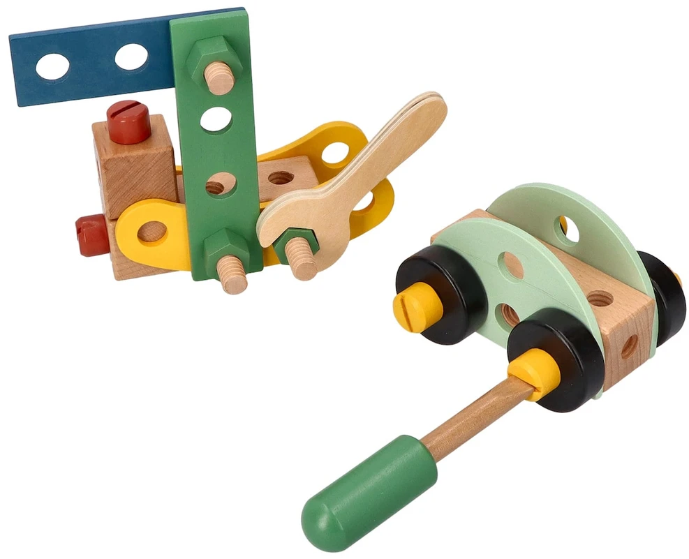 Adam Toys Medinis vaikų konstruktoriaus rinkinys su įrankiais, lavinantis kūrybiškumą, nuo 3 metų, rudas