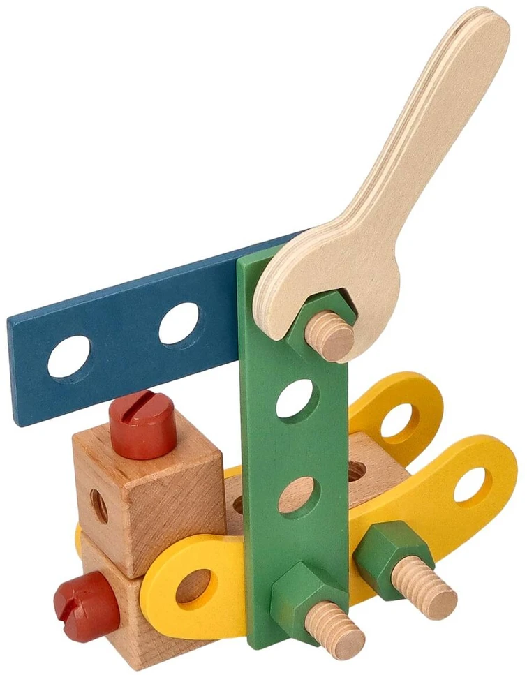 Adam Toys Medinis vaikų konstruktoriaus rinkinys su įrankiais, lavinantis kūrybiškumą, nuo 3 metų, rudas