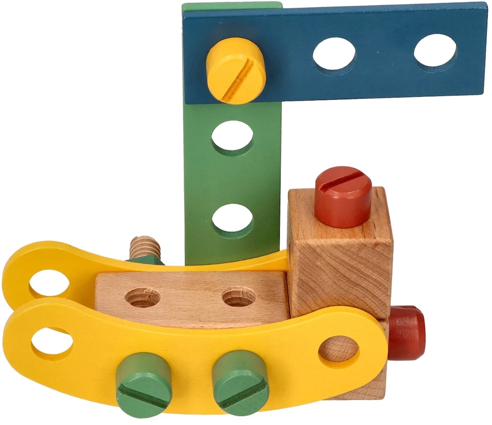 Adam Toys Medinis vaikų konstruktoriaus rinkinys su įrankiais, lavinantis kūrybiškumą, nuo 3 metų, rudas