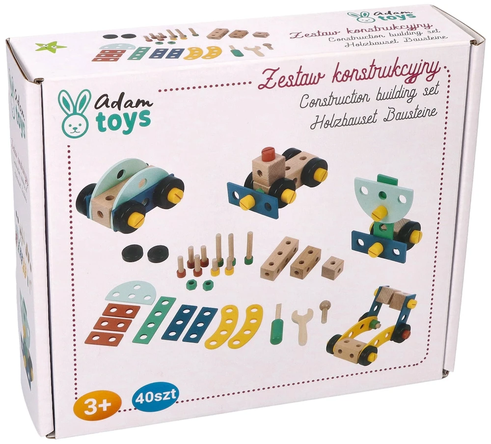 Adam Toys Medinis vaikų konstruktoriaus rinkinys su įrankiais, lavinantis kūrybiškumą, nuo 3 metų, rudas