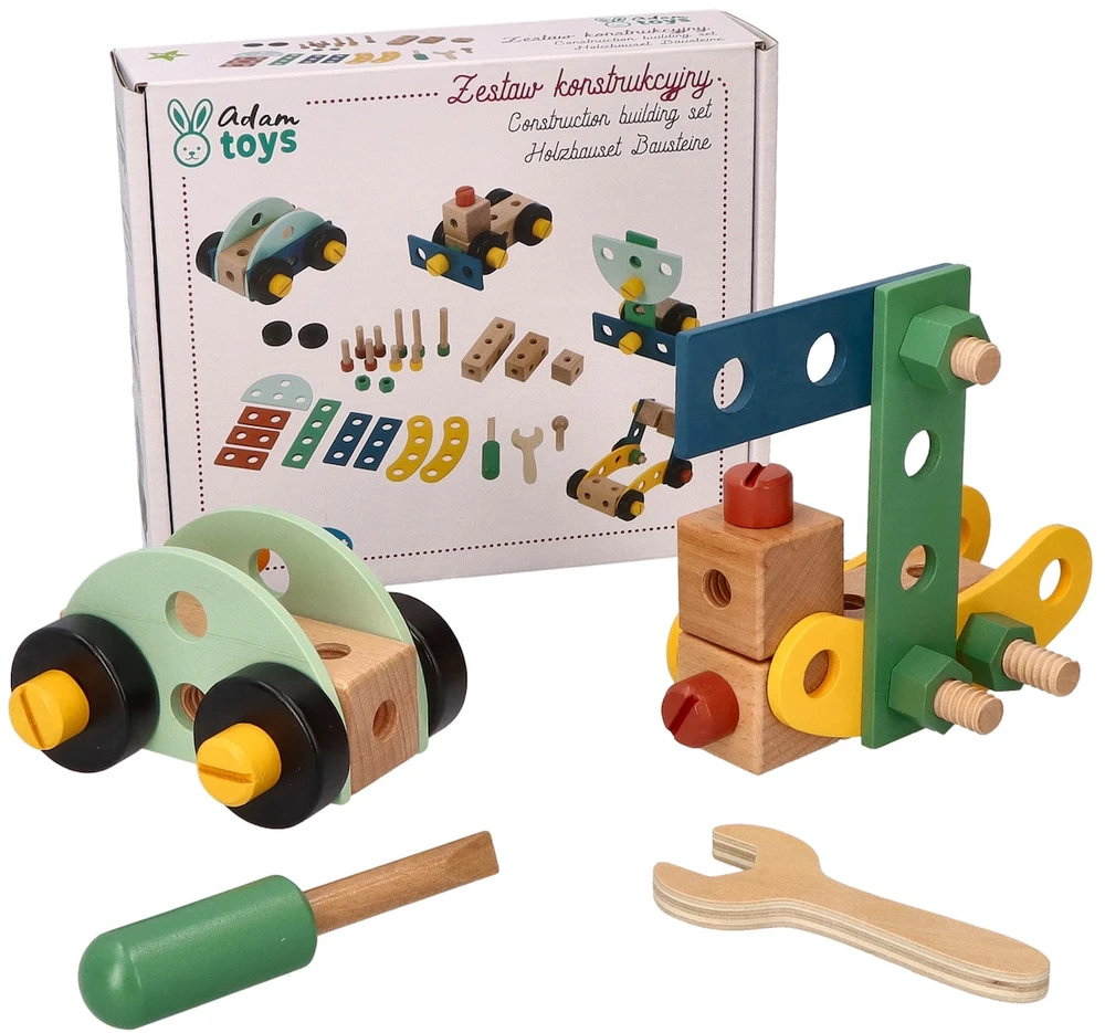 Adam Toys Medinis vaikų konstruktoriaus rinkinys su įrankiais, lavinantis kūrybiškumą, nuo 3 metų, rudas