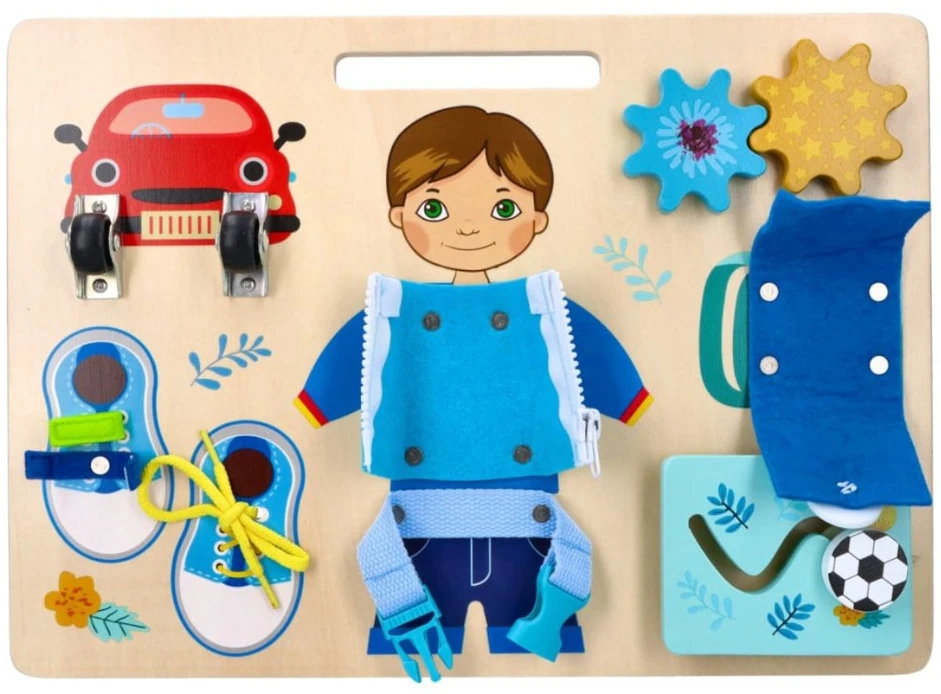 Adam Toys Motorinė edukacinė veiklos lenta vaikams nuo 2 metų, lavina smulkiąją motoriką, mėlyna