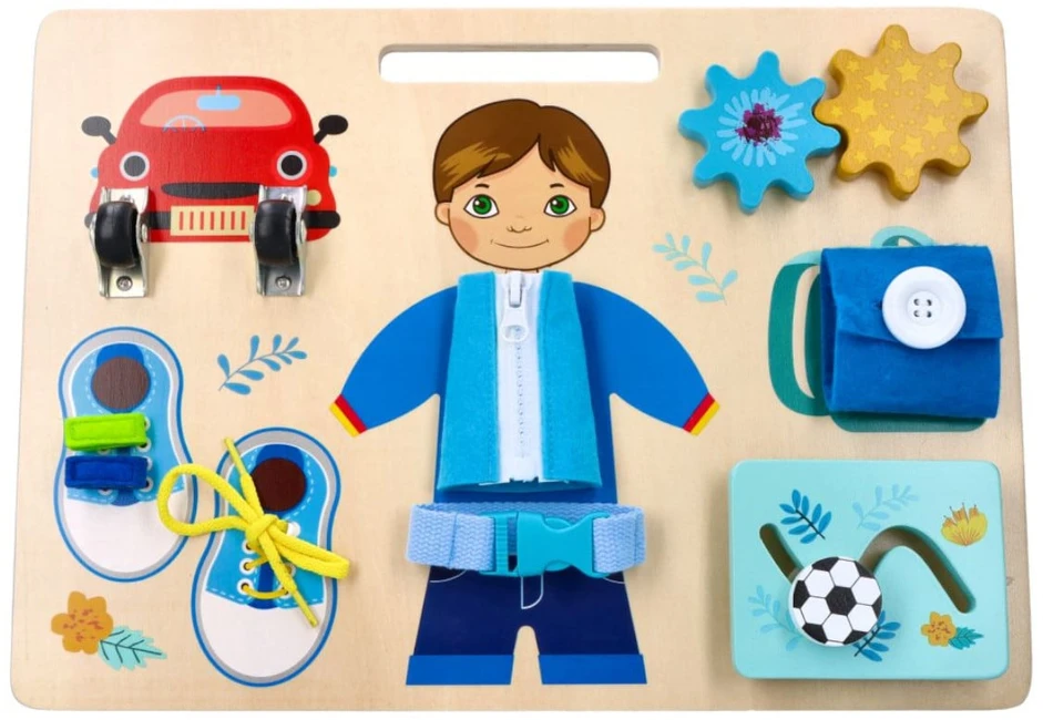 Adam Toys Motorinė edukacinė veiklos lenta vaikams nuo 2 metų, lavina smulkiąją motoriką, mėlyna