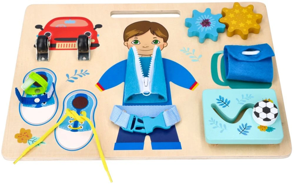 Adam Toys Motorinė edukacinė veiklos lenta vaikams nuo 2 metų, lavina smulkiąją motoriką, mėlyna