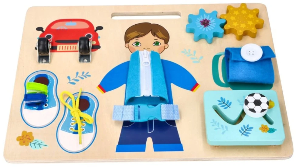 Adam Toys Motorinė edukacinė veiklos lenta vaikams nuo 2 metų, lavina smulkiąją motoriką, mėlyna
