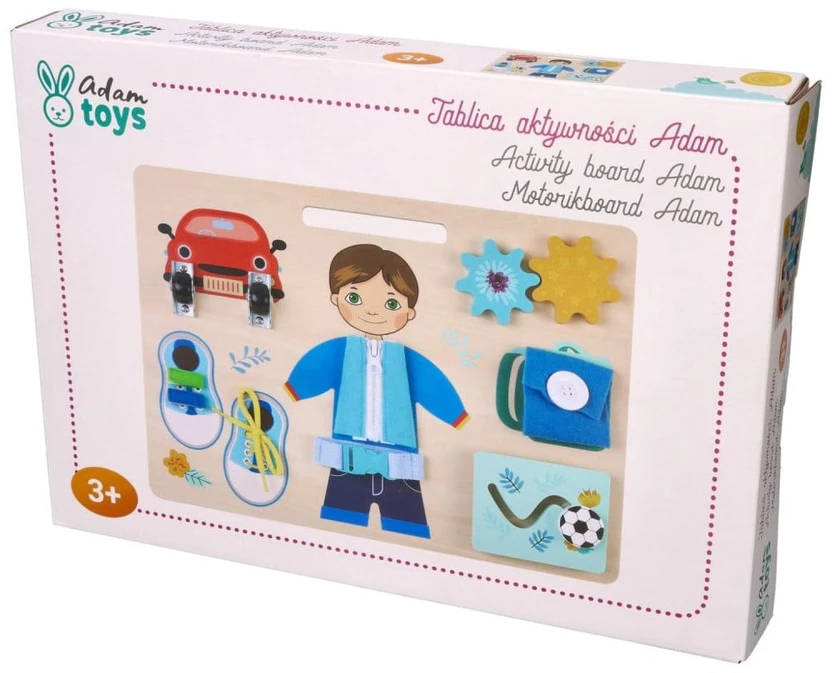 Adam Toys Motorinė edukacinė veiklos lenta vaikams nuo 2 metų, lavina smulkiąją motoriką, mėlyna