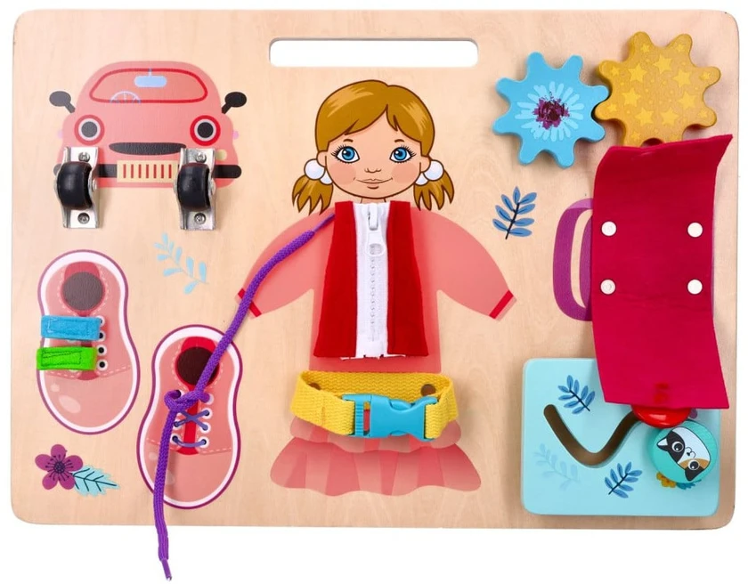 Adam Toys Motorinė veiklos lenta Ania mažiesiems atradėjams nuo 1 metų, lavina smulkiąją motoriką, medinė