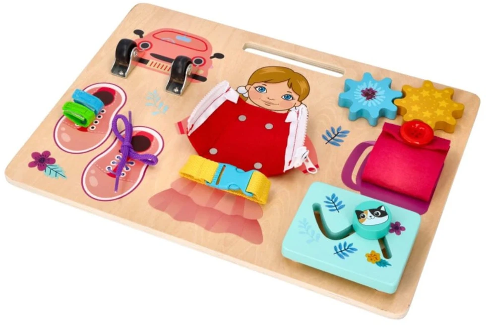 Adam Toys Motorinė veiklos lenta Ania mažiesiems atradėjams nuo 1 metų, lavina smulkiąją motoriką, medinė