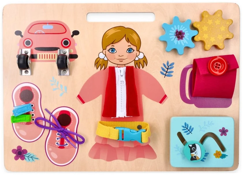 Adam Toys Motorinė veiklos lenta Ania mažiesiems atradėjams nuo 1 metų, lavina smulkiąją motoriką, medinė