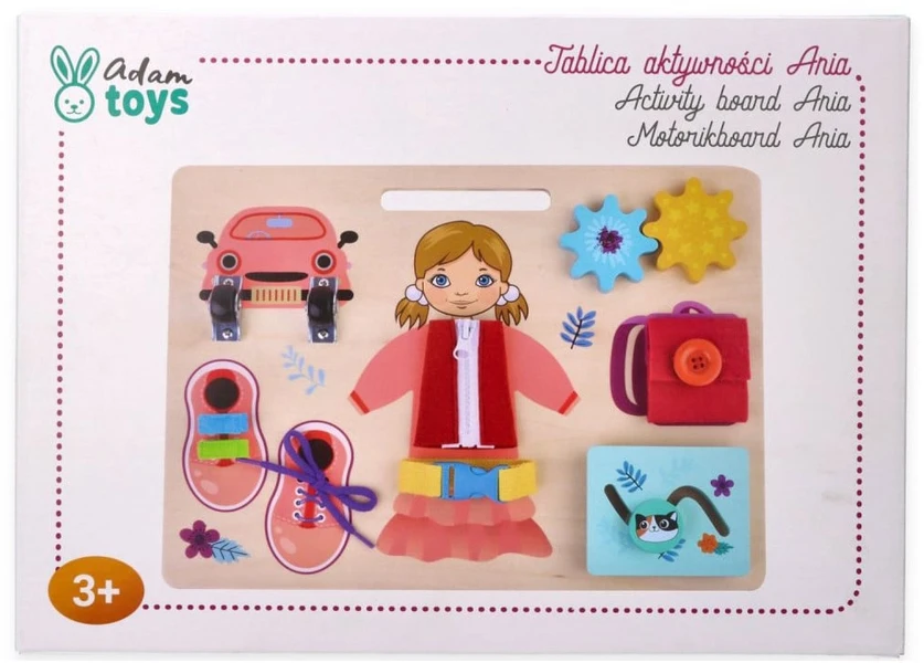 Adam Toys Motorinė veiklos lenta Ania mažiesiems atradėjams nuo 1 metų, lavina smulkiąją motoriką, medinė