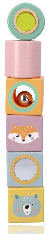 Adam Toys Sensorinių pojūčių mediniai lavinamieji kaladėlės vaikams nuo 12 mėn., 6 spalvų rinkinys