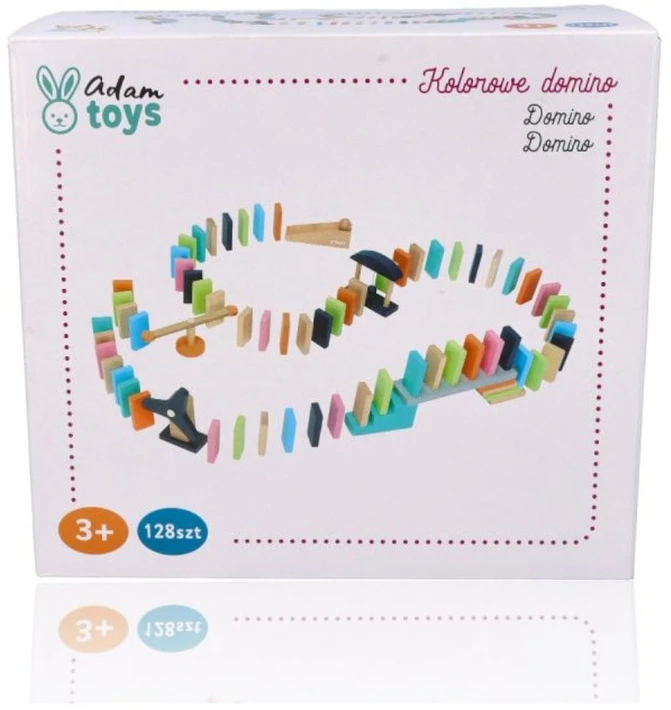 Adam Toys Spalvotas domino žaidimas vaikams nuo 3 metų su mechaniniais elementais ir tilteliu