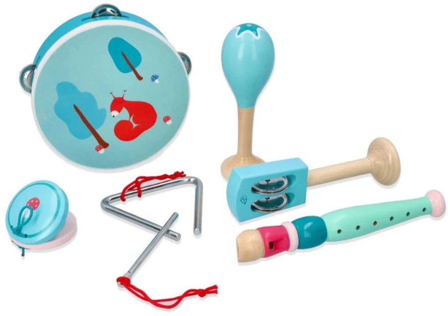 Adam Toys Vaikiškas muzikinis instrumentų rinkinys su vovere, nuo 3 metų, skatina kūrybiškumą, mėtų spalvos