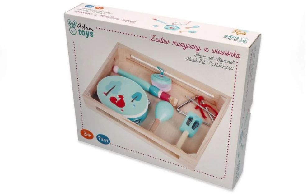 Adam Toys Vaikiškas muzikinis instrumentų rinkinys su vovere, nuo 3 metų, skatina kūrybiškumą, mėtų spalvos