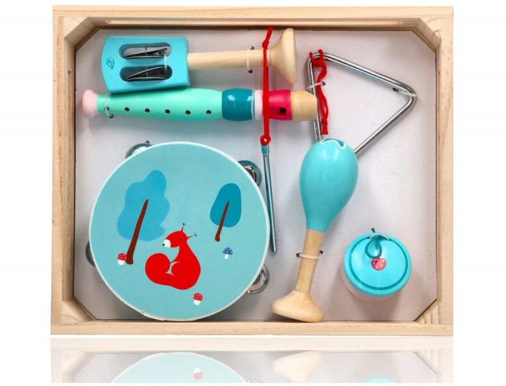 Adam Toys Vaikiškas muzikinis instrumentų rinkinys su vovere, nuo 3 metų, skatina kūrybiškumą, mėtų spalvos