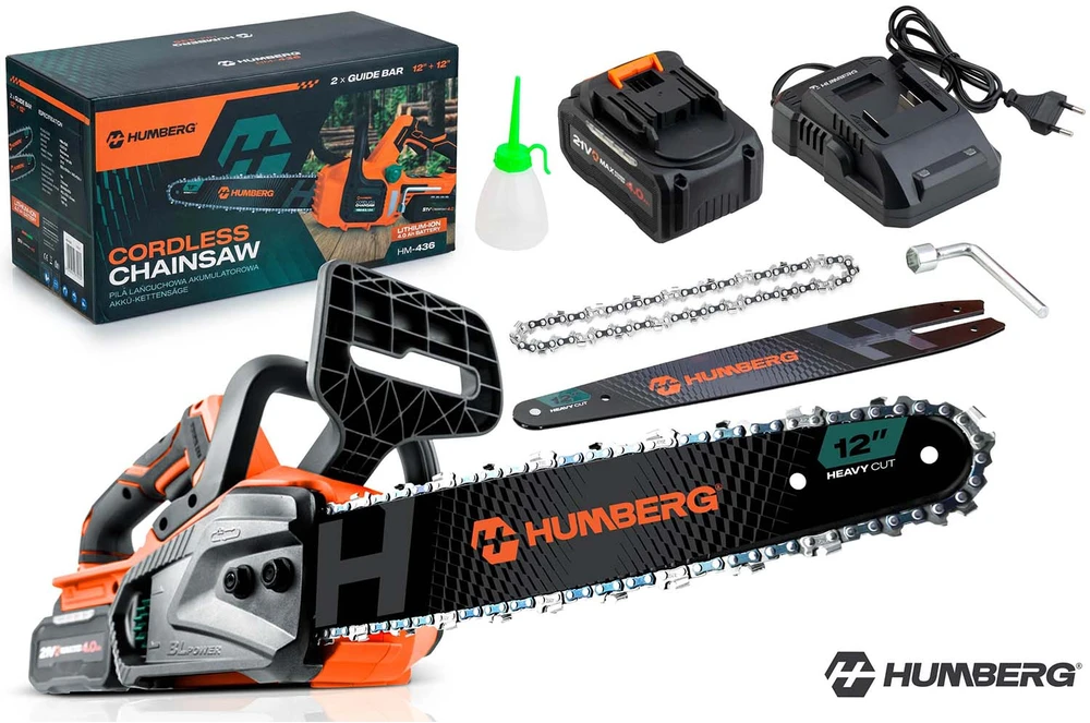 Akumuliatorinis 12 colių grandininis pjūklas medienai Humberg HM-436
