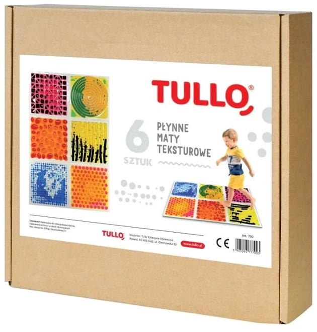 AM Tullo TULLO 700 Sensorinis kelias - sensorinės plokštelės su tekstūruotu skysčiu 6 vnt.