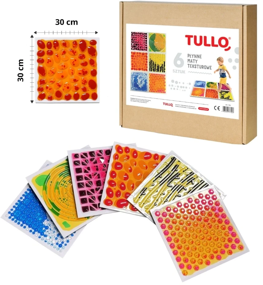 AM Tullo TULLO 700 Sensorinis kelias - sensorinės plokštelės su tekstūruotu skysčiu 6 vnt.