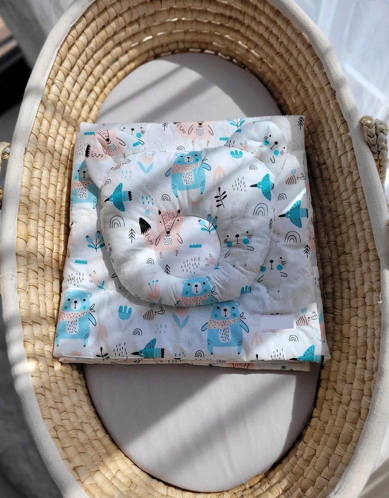 My Sweet Baby Antklodė su pagalvė kūdikiui, 2 dalių komplektas, mėlyni meškiukai