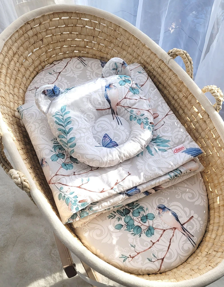 My Sweet Baby Antklodė su pagalve kūdikiui, 2 dalių komplektas, mėlyni paukšteliai