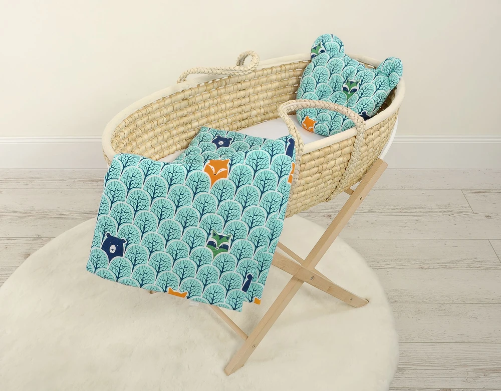 My Sweet Baby Antklodė su pagalvė kūdikiui, 2 dalių komplektas, mėtų spalvos miško raštas