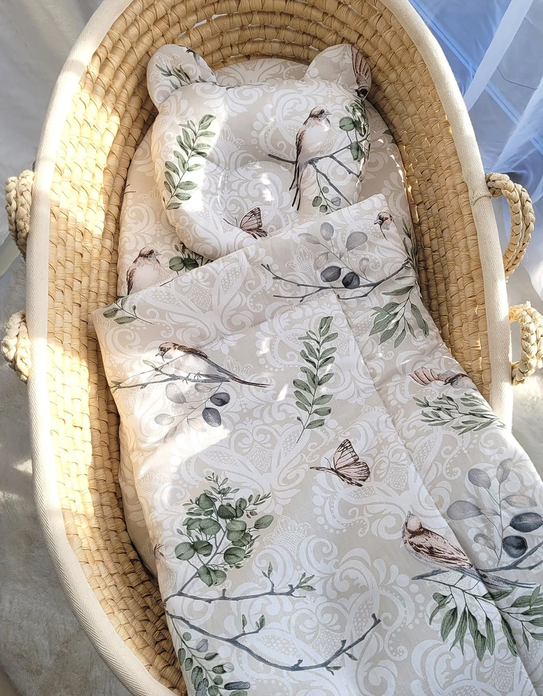 My Sweet Baby Antklodė su pagalve kūdikiui, 2 dalių komplektas, ruda su paukščiukais