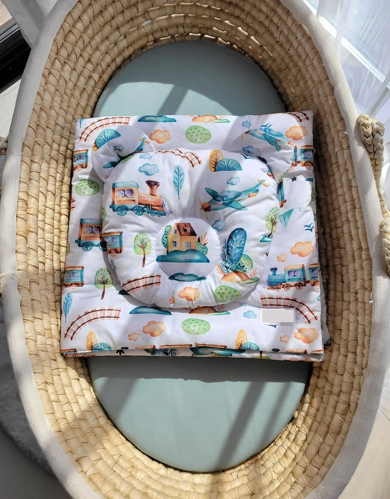 My Sweet Baby Antklodė su pagalvė kūdikiui, 2 dalių komplektas, turkio spalvos su traukinuku