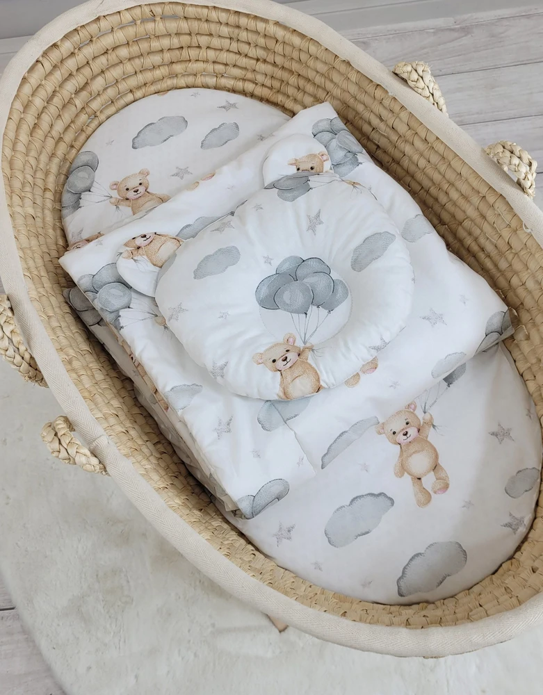 Antklodė su pagalvė kūdikiui, meškiuko motyvas, 2 dalių komplektas