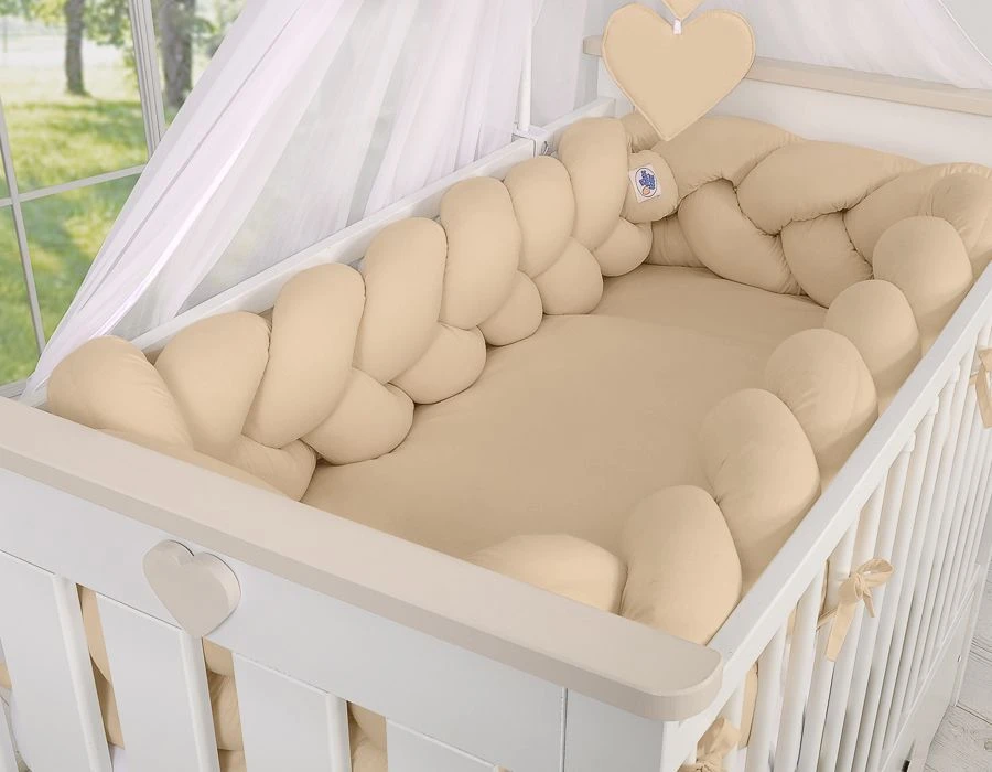 My Sweet Baby Pintas XXL dydžio kūdikio lovytės bamperis – smėlio spalvos