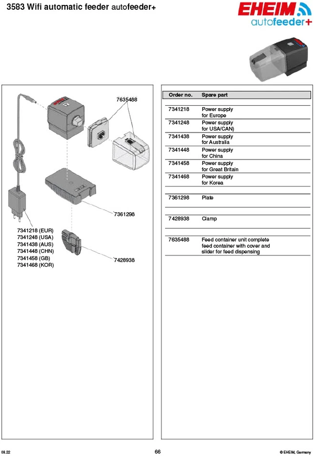 Automatinis akvariumo maitinimo įrenginys su Wi-Fi valdymu, EHEIM autofeeder+ 3583