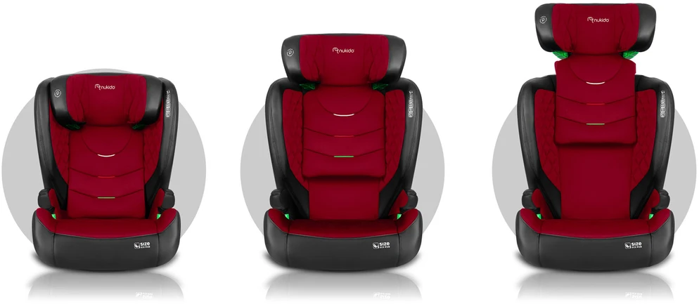Automobilinė kėdutė Nukido Louis juoda - raudona, 15-36 kg ISOFIX