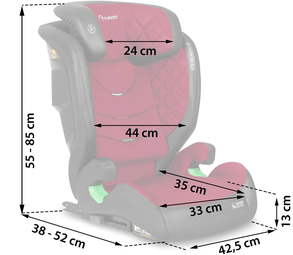 Automobilinė kėdutė Nukido Louis juoda - raudona, 15-36 kg ISOFIX