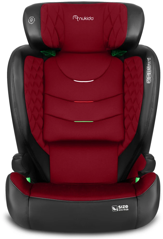 Automobilinė kėdutė Nukido Louis juoda - raudona, 15-36 kg ISOFIX