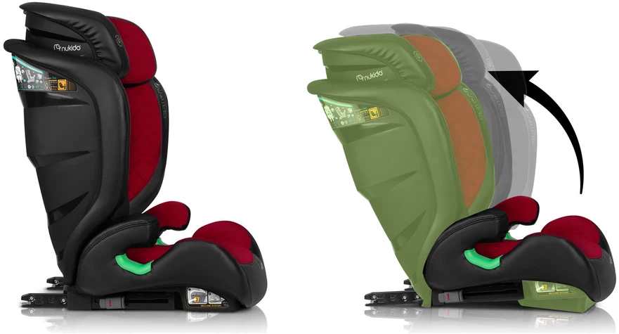 Automobilinė kėdutė Nukido Louis juoda - raudona, 15-36 kg ISOFIX