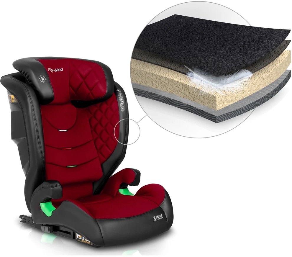Automobilinė kėdutė Nukido Louis juoda - raudona, 15-36 kg ISOFIX