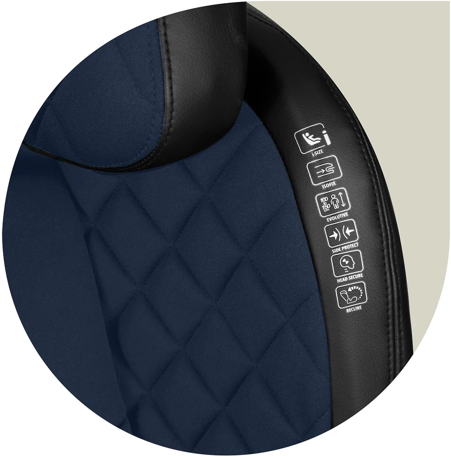 Nukido Louis automobilinė kėdutė, juoda/tamsiai mėlyna, 15-36 kg, ISOFIX