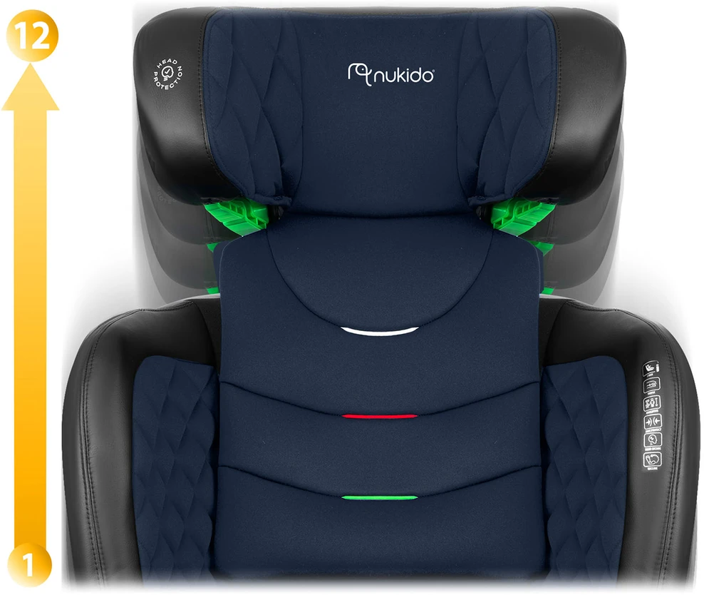 Nukido Louis automobilinė kėdutė, juoda/tamsiai mėlyna, 15-36 kg, ISOFIX