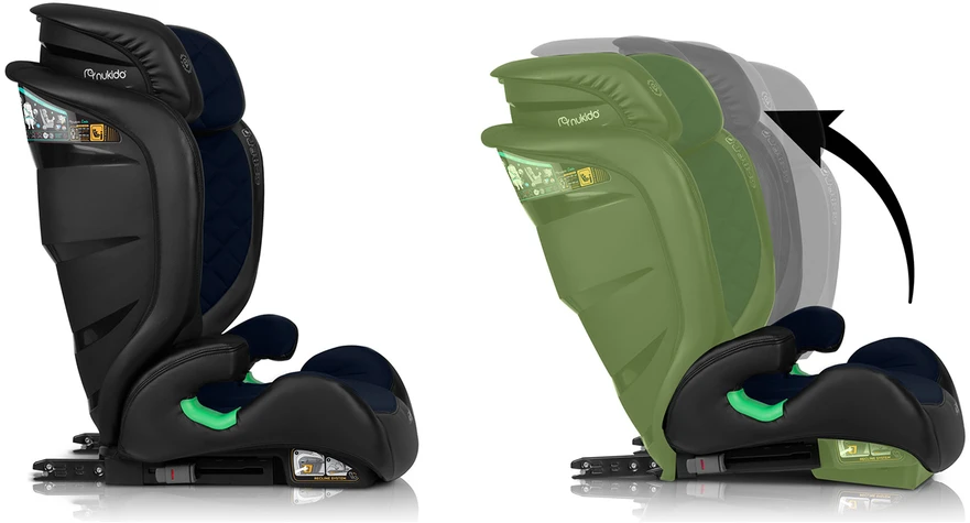 Nukido Louis automobilinė kėdutė, juoda/tamsiai mėlyna, 15-36 kg, ISOFIX