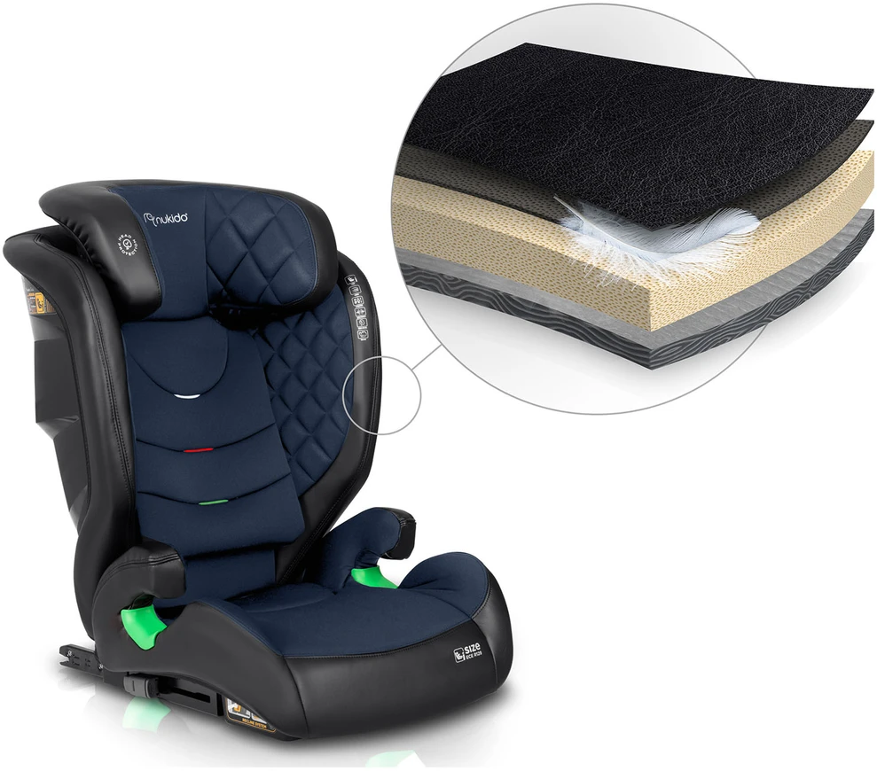 Nukido Louis automobilinė kėdutė, juoda/tamsiai mėlyna, 15-36 kg, ISOFIX