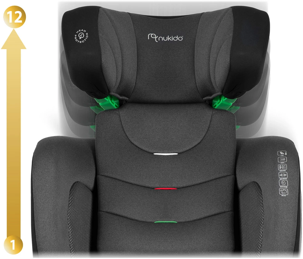 Automobilinė kėdutė Nukido Louis Soft juoda -pilka, 15-36 kg ISOFIX