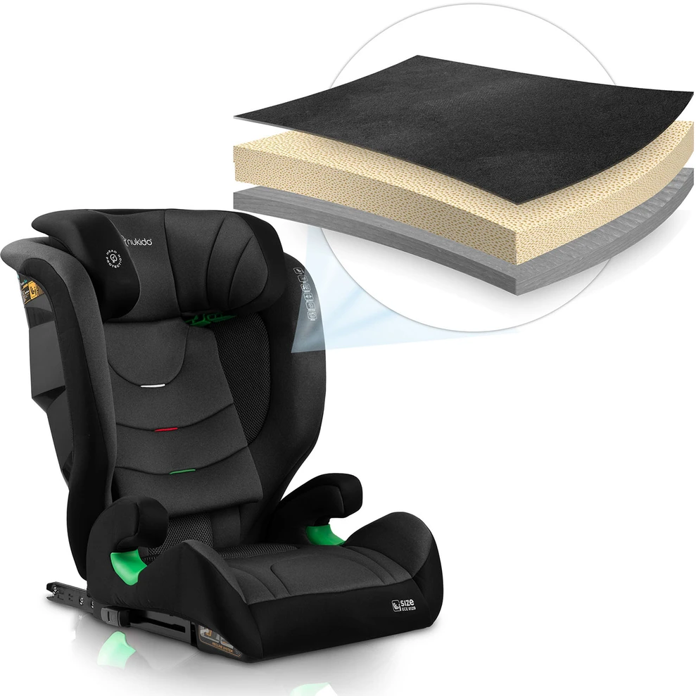 Automobilinė kėdutė Nukido Louis Soft juoda -pilka, 15-36 kg ISOFIX