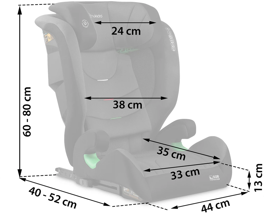 Automobilinė kėdutė Nukido Louis Soft juoda -pilka, 15-36 kg ISOFIX