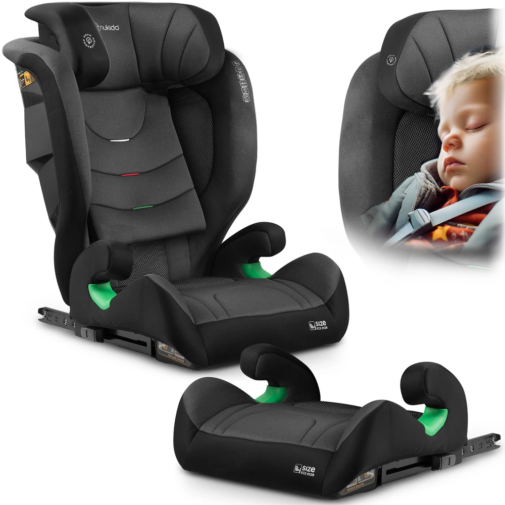 Automobilinė kėdutė Nukido Louis Soft juoda -pilka, 15-36 kg ISOFIX