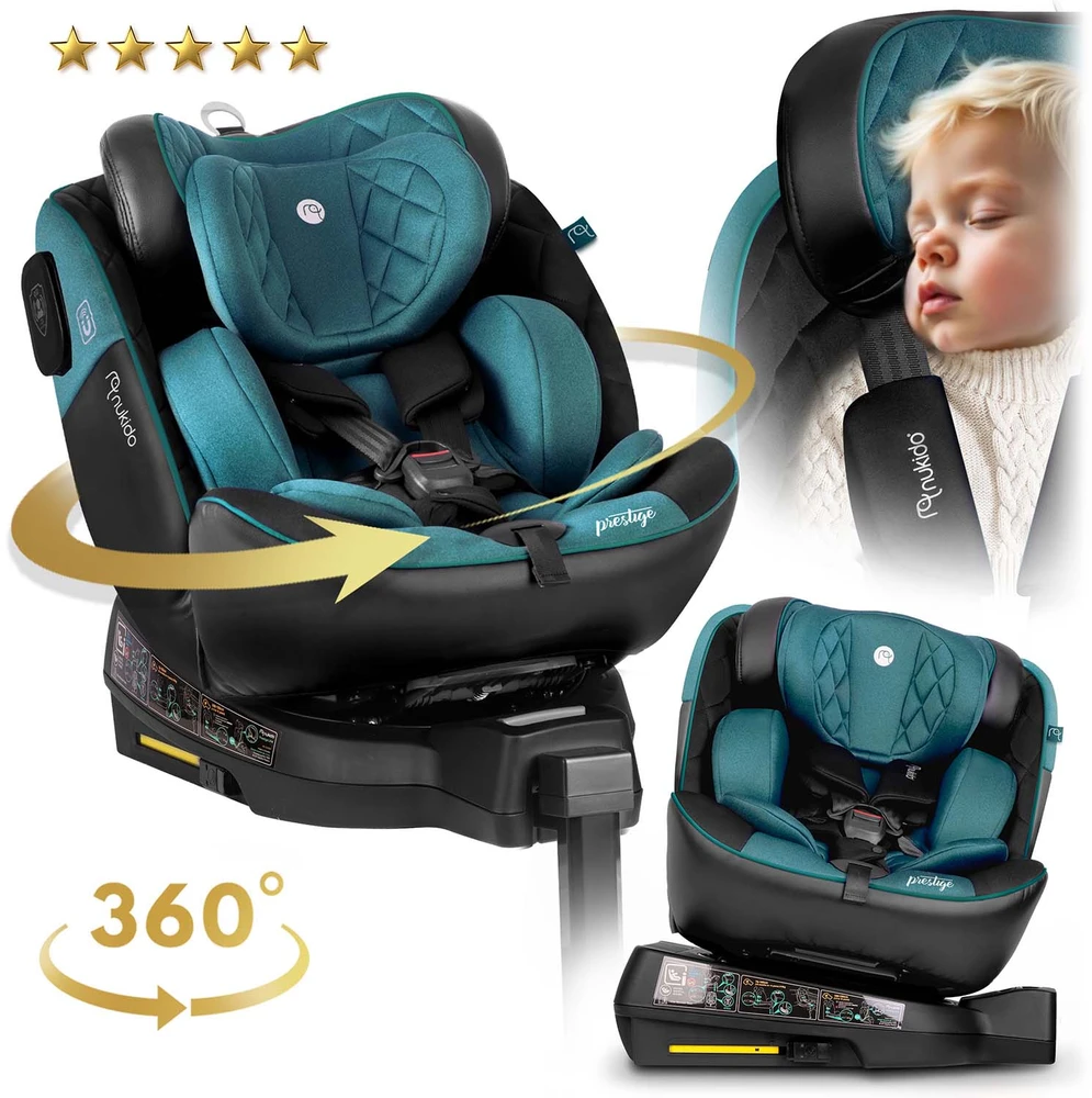 Nukido Besisukanti automobilinė kėdutė, 360 laipsnių, Isofix, 40-150 cm, kūdikiams ir mažiems vaikams, šoninio smūgio apsauga, reguliuojama galvos atrama
