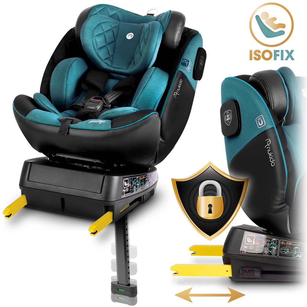 Nukido Besisukanti automobilinė kėdutė, 360 laipsnių, Isofix, 40-150 cm, kūdikiams ir mažiems vaikams, šoninio smūgio apsauga, reguliuojama galvos atrama
