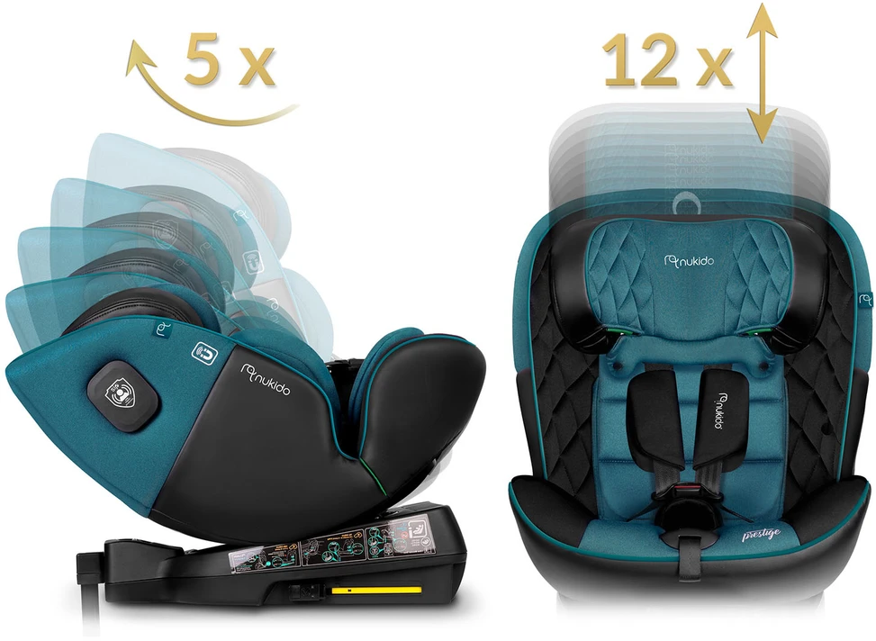 Nukido Besisukanti automobilinė kėdutė, 360 laipsnių, Isofix, 40-150 cm, kūdikiams ir mažiems vaikams, šoninio smūgio apsauga, reguliuojama galvos atrama