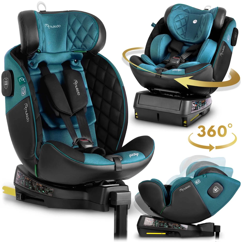 Nukido Besisukanti automobilinė kėdutė, 360 laipsnių, Isofix, 40-150 cm, kūdikiams ir mažiems vaikams, šoninio smūgio apsauga, reguliuojama galvos atrama