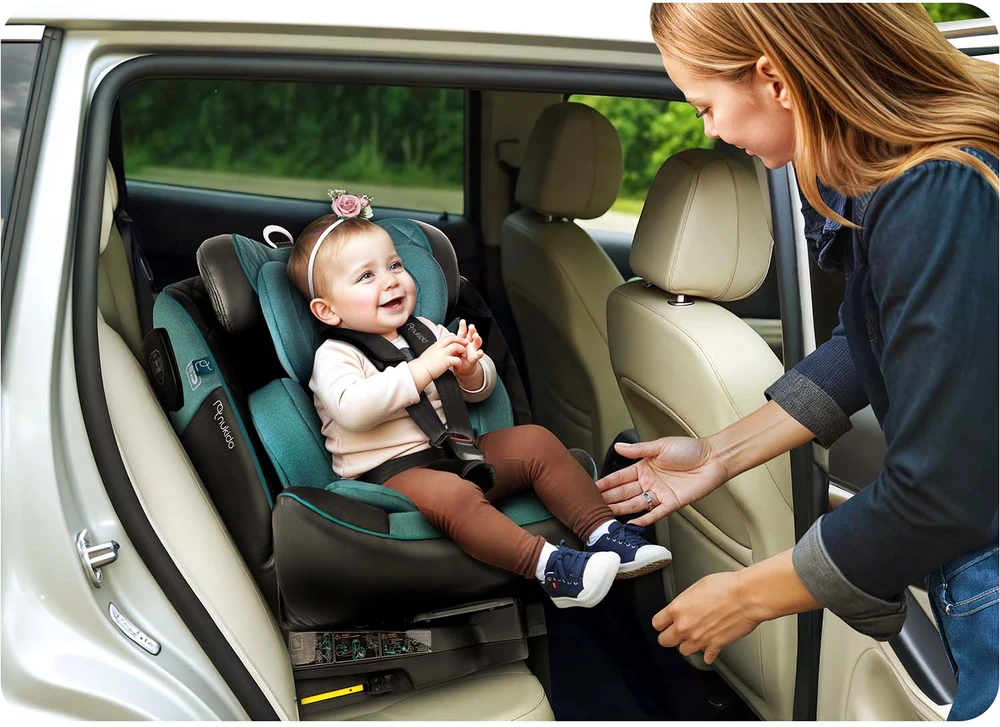 Nukido Besisukanti automobilinė kėdutė, 360 laipsnių, Isofix, 40-150 cm, kūdikiams ir mažiems vaikams, šoninio smūgio apsauga, reguliuojama galvos atrama