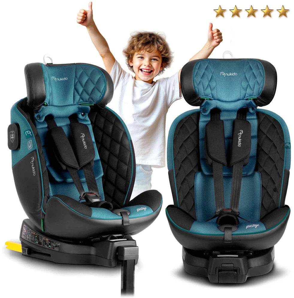 Nukido Besisukanti automobilinė kėdutė, 360 laipsnių, Isofix, 40-150 cm, kūdikiams ir mažiems vaikams, šoninio smūgio apsauga, reguliuojama galvos atrama