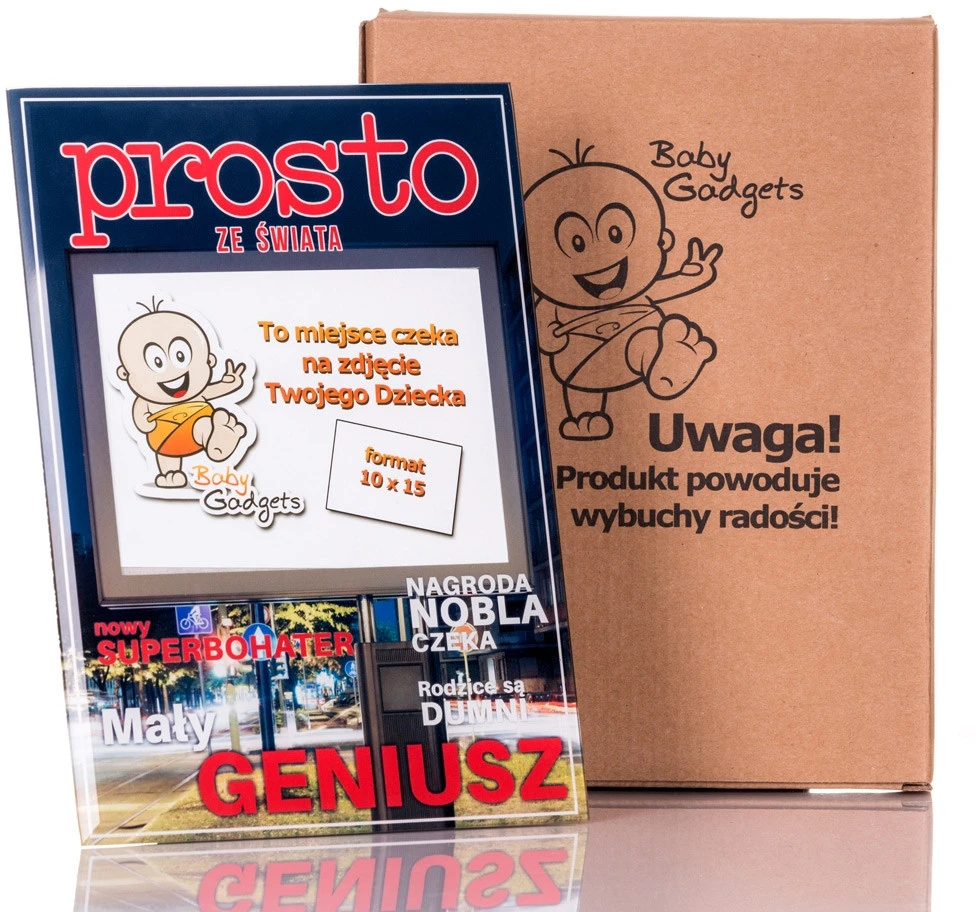 Baby Gadgets Dekoratyvinis žurnalo viršelis su vaiko nuotrauka, ne žaislas